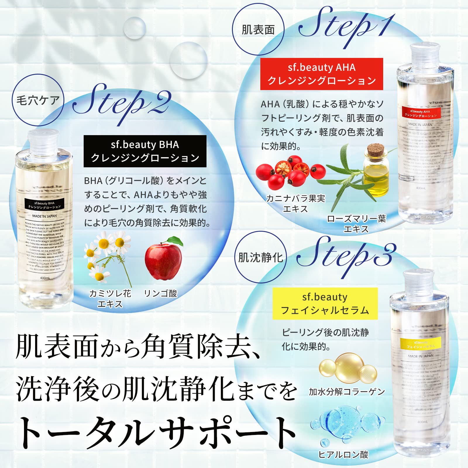 Amazon | sf.beauty ハイドラフェイシャル専用 毛穴洗浄液 3点セット